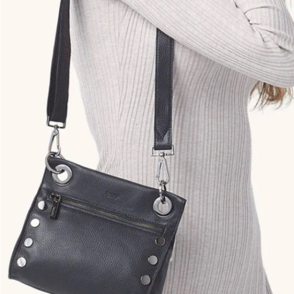 Hammitt Black Crossbody Bag with gun metal hardware Accents